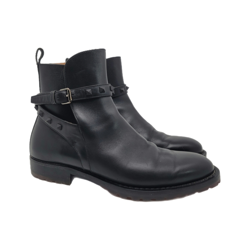 Valentino Garavani Beatle Rockstud Jodhpur Leather Boots Black Men's 41.5